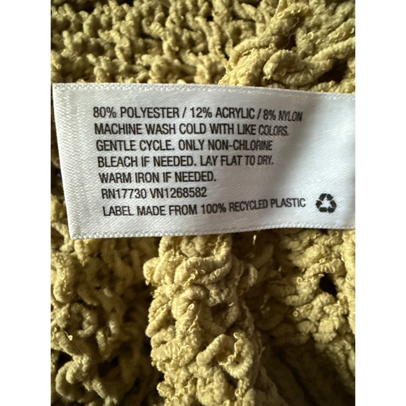 Womens Open Front Knit Cardigan Light Khaki Textured Pockets Long Sleeve XL - Picture 8 of 9